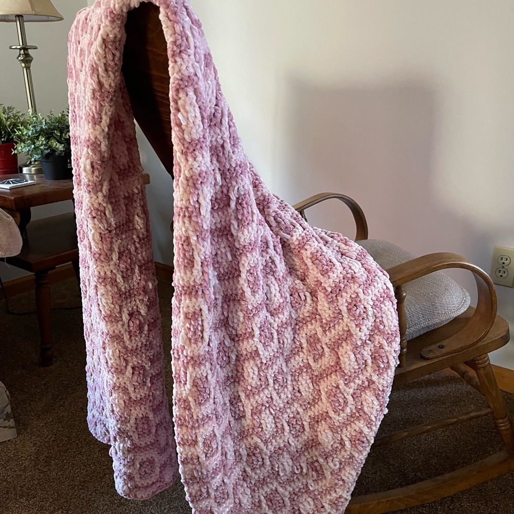 Handmade mosaic crochet throw